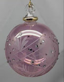 Dusty Rose Ball Ornament with Crystal Chatons and Gold Crown