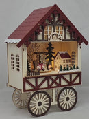 Lighted Wooden Farmer's Market Cart Village