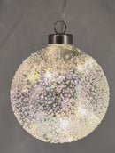 Lighted USB Clear Iridescent Glass Ball Ornament - Dimpled