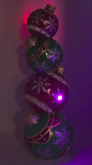 Lighted Red & Green Ornament Stack - 15 Inch