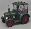 Lighted Water Globe Tractor with Santa Driving