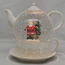 Lighted Water Globe Teapot - Santa