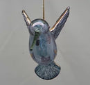 Gold Etched Glass Hummingbird Ornament - Blue