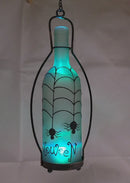 Color Changing Lighted Frosted Glass Halloween Bottle -  Spiders