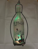 Color Changing Lighted Frosted Glass Halloween Bottle -  Graveyard