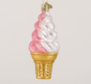 Strawberry Swirl Soft Serve Glass Ornament
