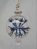 Blown Glass Pierced Starburst Ornament - Blue