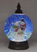 Lighted Spinning Water Globe - Caroling Snowman Family