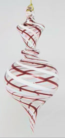 Red & White Swirl Finial Ornament