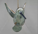 Gold Etched Glass Hummingbird Ornament - Green with Blue Beak