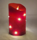 Flicker Flame Red Candle With Fairy Lights - 5 inch
