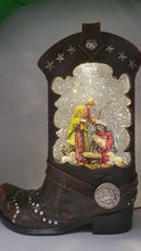 Lighted Spinning Waterglobe Boot with Nativity Figurine -