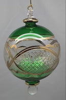 Emerald Green Floral Ball Ornament with 24k Gold