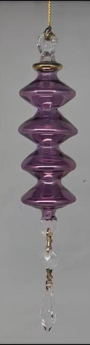 Amethyst Pagoda with Gold-Trimmed Crystal Drop