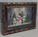 Lighted Spinning Water Globe Frame Snowman Holiday