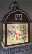 Lighted Spinning Waterglobe - Santa in a Barn