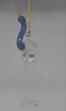 Clear and Blue Heron Ornament with Asfour Crystal Eyes