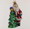 2025 Santa With Tree Glass Ornament