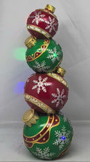 Lighted Red & Green Ornament Stack - 15 Inch
