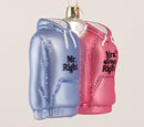 Mr And Mrs Hoodies  Glass Ornament