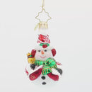 Christopher Radko Little Gem Glass Ornament - Swept Up Snowman Gem