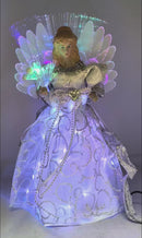 LED Fiber Optic Silver Angel Treetop - 12 Inches Tall
