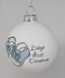 Baby's First Christmas Keepsake Glass Ornament - Blue Booties