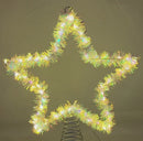 Warm White LED Silver Tinsel Star Treetop - 12 Inch