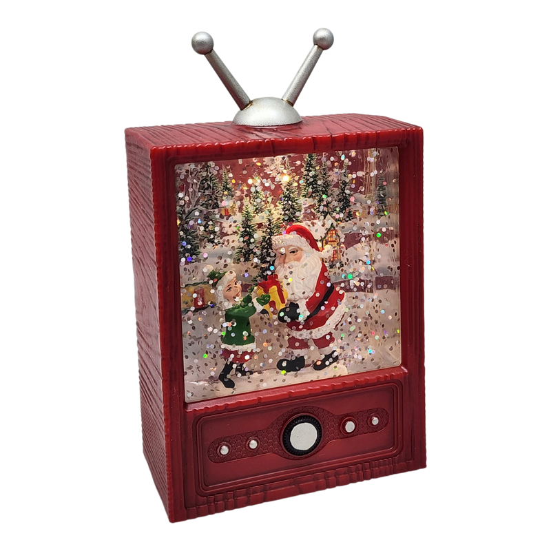Retro TV Santa Snow Globe