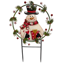 Snowman Wreath Yard Stake - 32 Inch