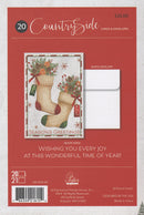 Countryside Christmas Boxed Cards - Set of 20 - Knit Stockings