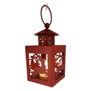 B/O Lighted Metal Holiday Lantern with LED Tealight - Red
