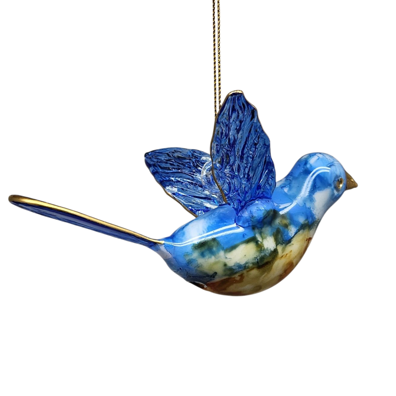 Blown Glass Bluebird - Azure Sky