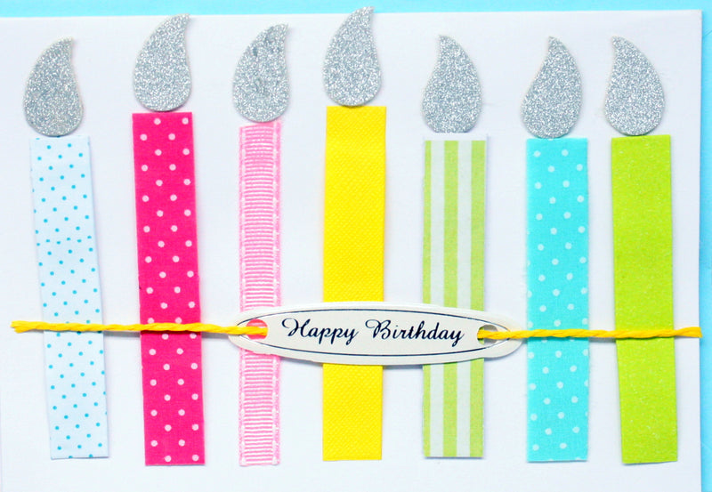 Handmade Embellished Birthday Card - Seven Candles