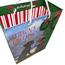 Season's Greetings Gift Bag – Dog Lovers' Winter Scene with Red & White Striped Lining