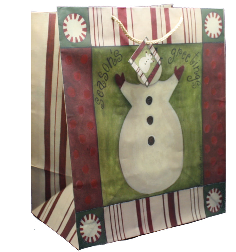 Season's Greetings Snowman Gift Bag - Large - The Country Christmas Loft