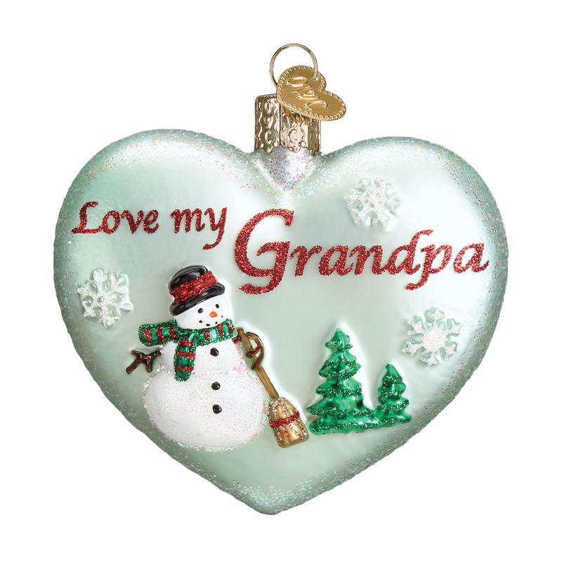 Grandpa Heart Glass Ornament