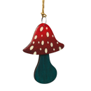 Glossy Red and Green Wooden Mushroom Ornament - 3 1/2 Inches - Christmas >> Ornaments - by Gerson