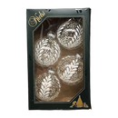 Krebs Value Glass Ball 4 pack - Snowy Botanical on White