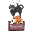 Wooden Halloween Ornament -  Black Cat