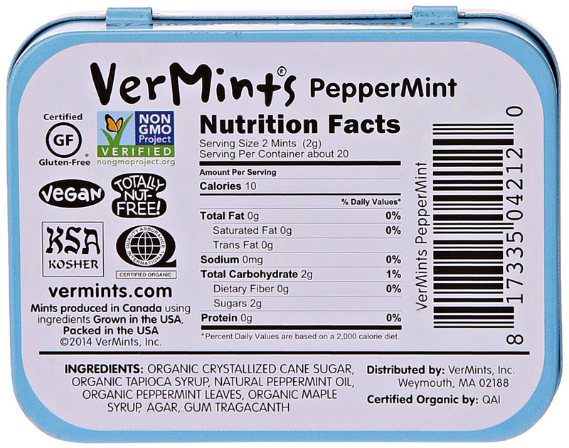 Vermints All Natural Breath Mints 1.41 Ounce - Peppermint