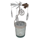 Starry Sky Rotating Candle Holder - Silver with Santa Dangles