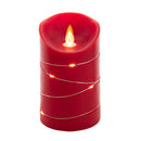 Flicker Flame Red Candle With Fairy Lights - 5 inch