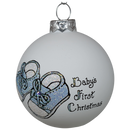 Baby's First Christmas Keepsake Glass Ornament - Blue Booties