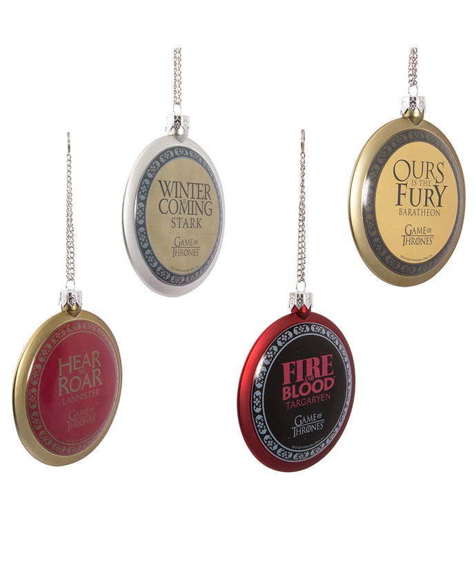 Game Of Thrones Disc Ornaments - 4 Piece Box Set