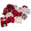 Holiday Ribbon And Bow Kit - Red/White/Silver