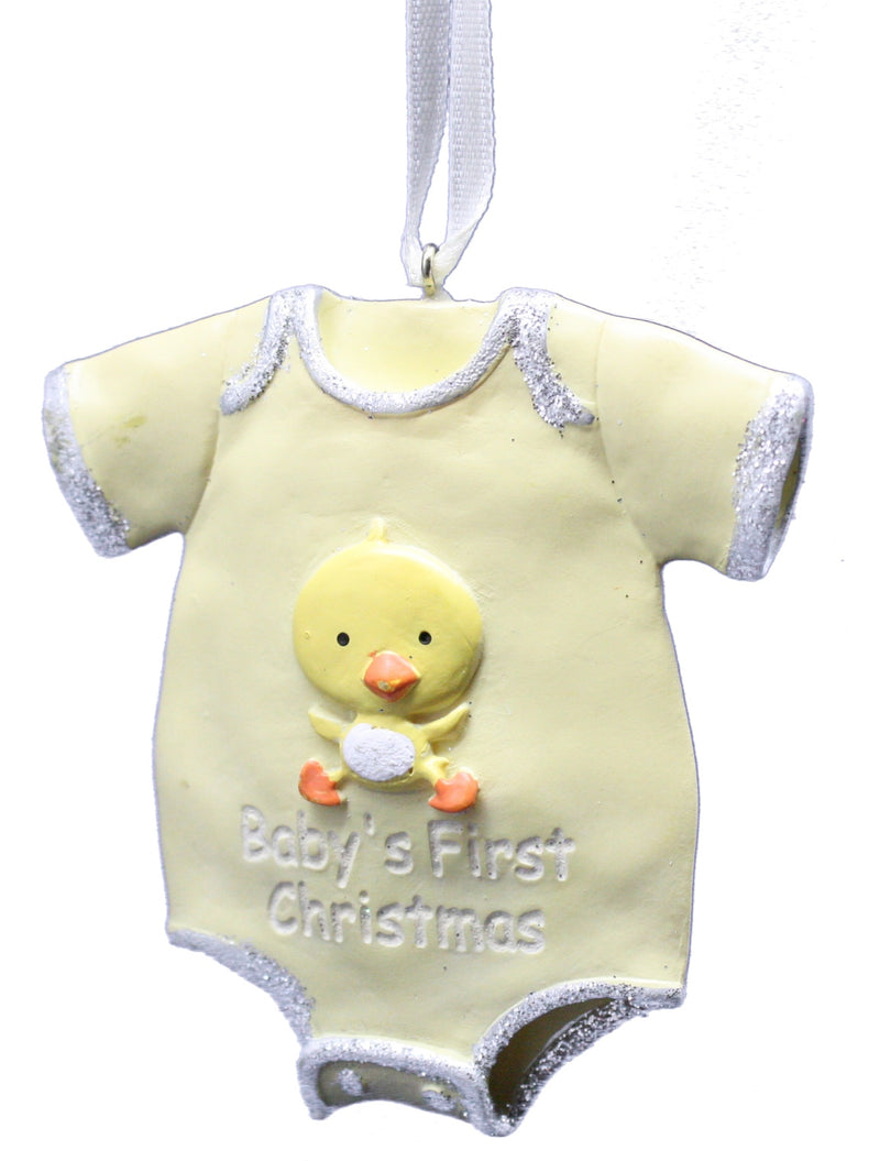 Baby's First Christmas Onesie Ornament - Yellow - Duck