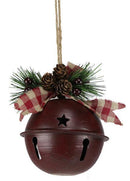 Decorated Jingle Bell - 4.75 Inch - Burgundy