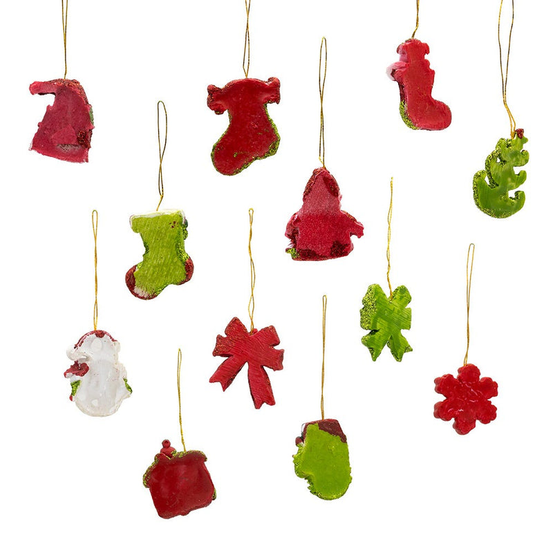 Petite Treasures Miniature Peppermint Ornaments, 12-Piece Box Set