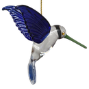 Egyptian Glass Hummingbird Ornament - Blue with Green Beak